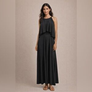 Koh Koh Size Medium Elegant Black Halter Sleeveless Maxi Dress